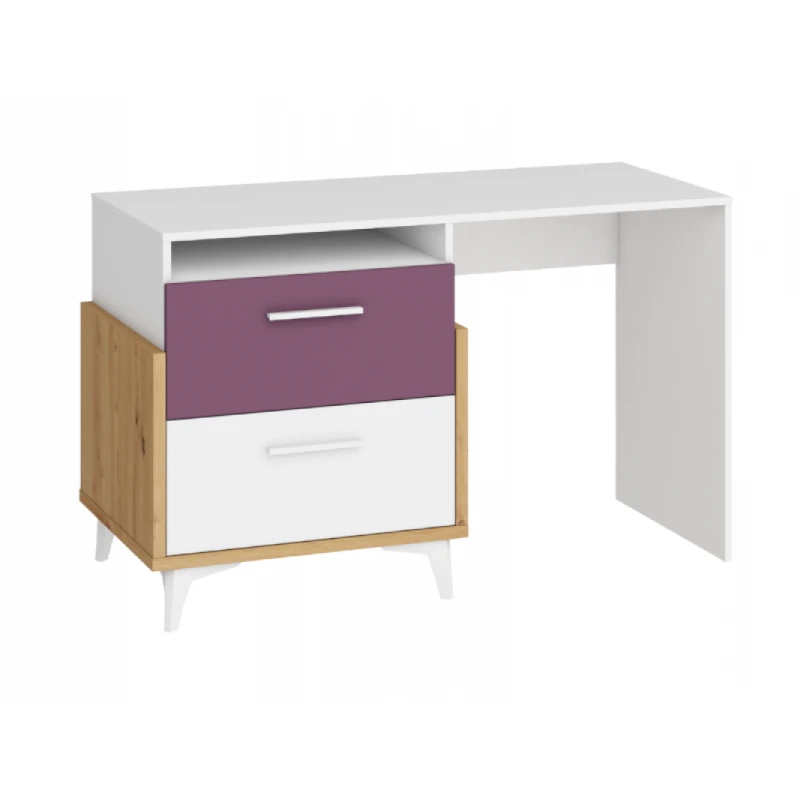ArtCross Písací stôl HEY-04 | 125 Farba: Dub artisan/biela/fialová