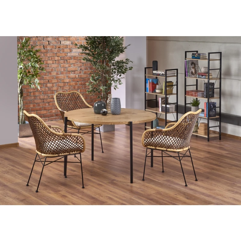 HALMAR Morgan okrúhly jedálenský stôl dub zlatý / čierna