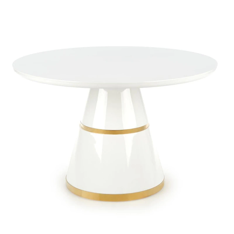 HALMAR Vegas okrúhly jedálenský stôl biely lesk / zlatá