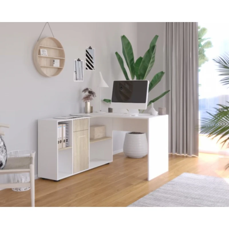 ArtAdrk Písací stolík ELISEO | biela/dub sonoma