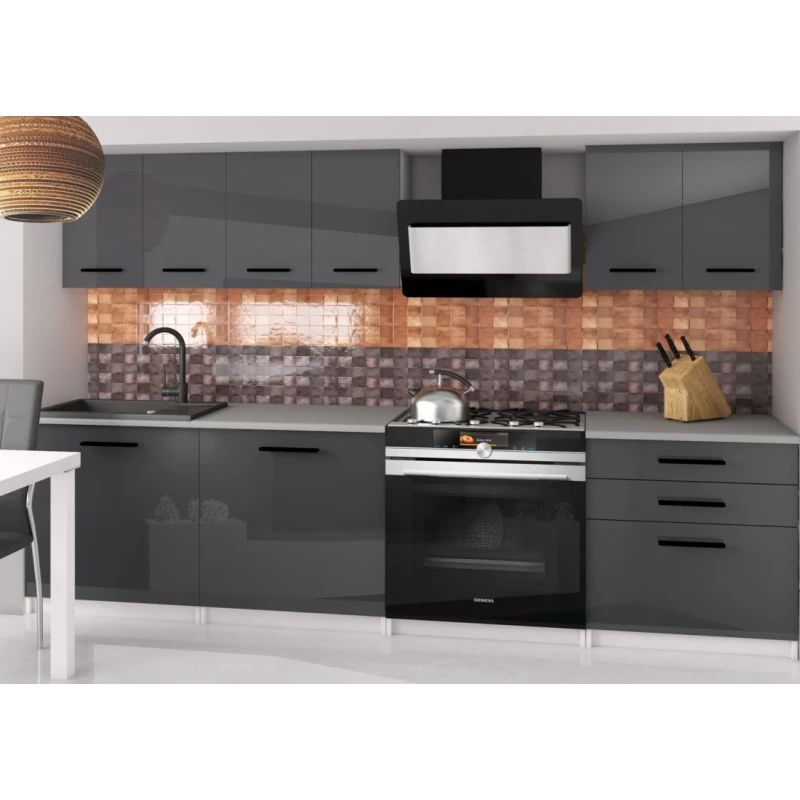 ArtBelin Kuchynská linka SONIK | sivý lesk 180 cm