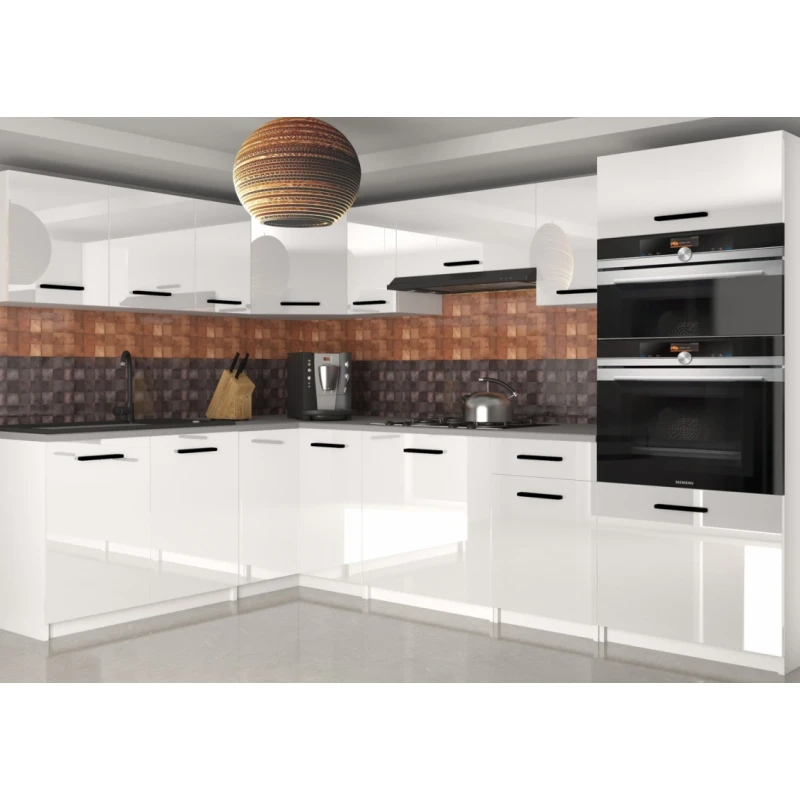 ArtBelin Kuchynská linka UNIQAGRANDE | biely lesk 420 cm