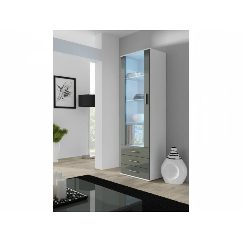 ArtCam Stojaca vitrína SOHO S1 Farba: Biela/sivý lesk