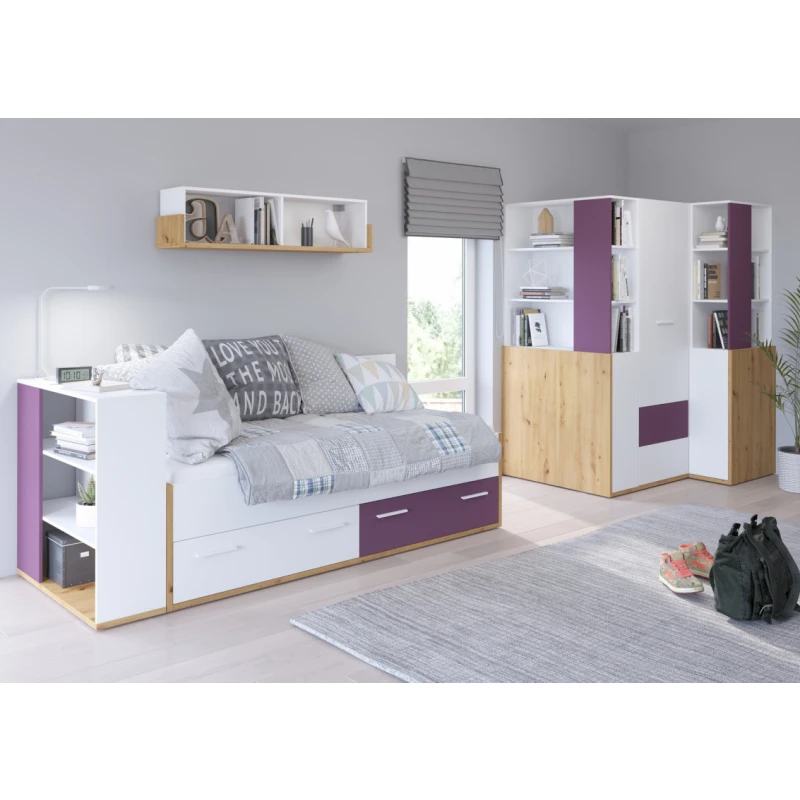 ArtCross Detská izba HEY 4 Farba: Dub artisan/biela/fialová