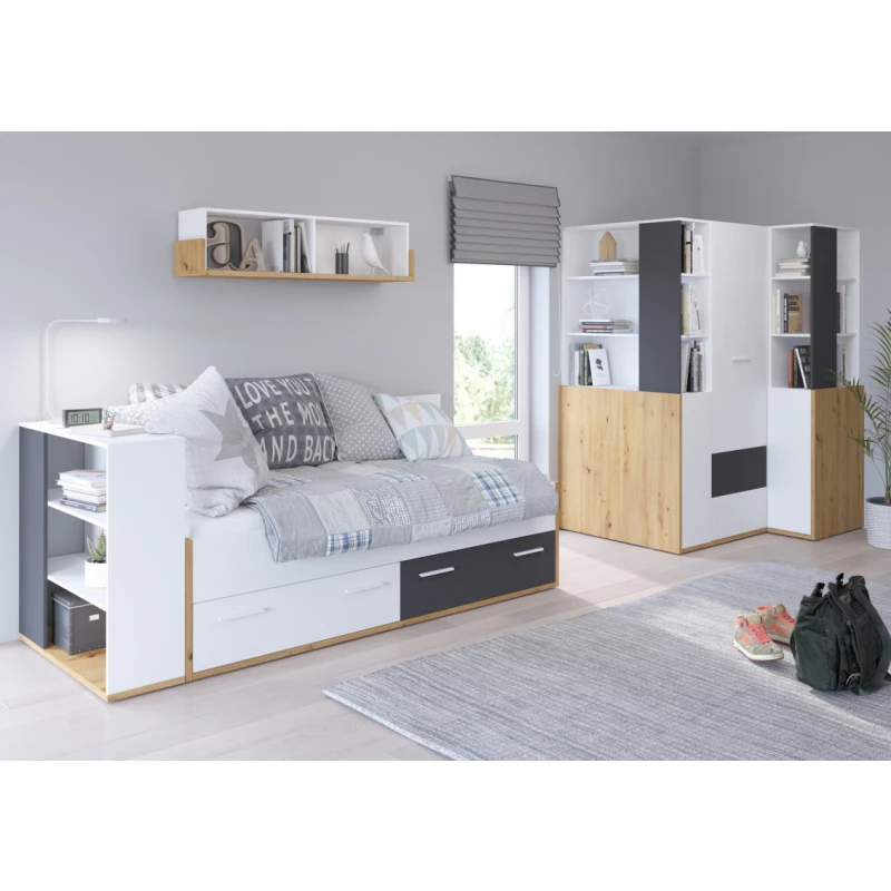 ArtCross Detská izba HEY 4 Farba: Dub artisan/biela/grafit