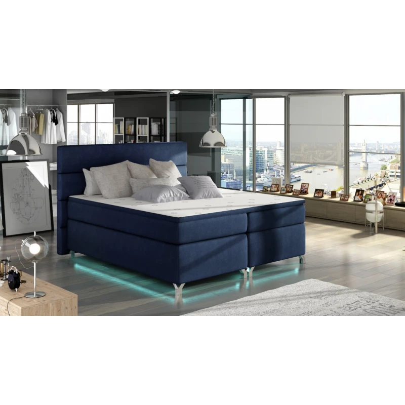 ArtElta Manželská posteľ AMADEO Boxspring s LED osvetlením | 140 x 200 cm Farba: BAO 18 - Ontario 81 (modrá)