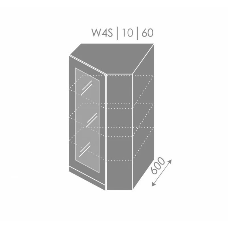 ArtExt Kuchynská linka Brerra - mat Kuchyňa: Horná rohová skrinka W4S/10/60 / (ŠxVxH) 60 x 96 x 60 cm