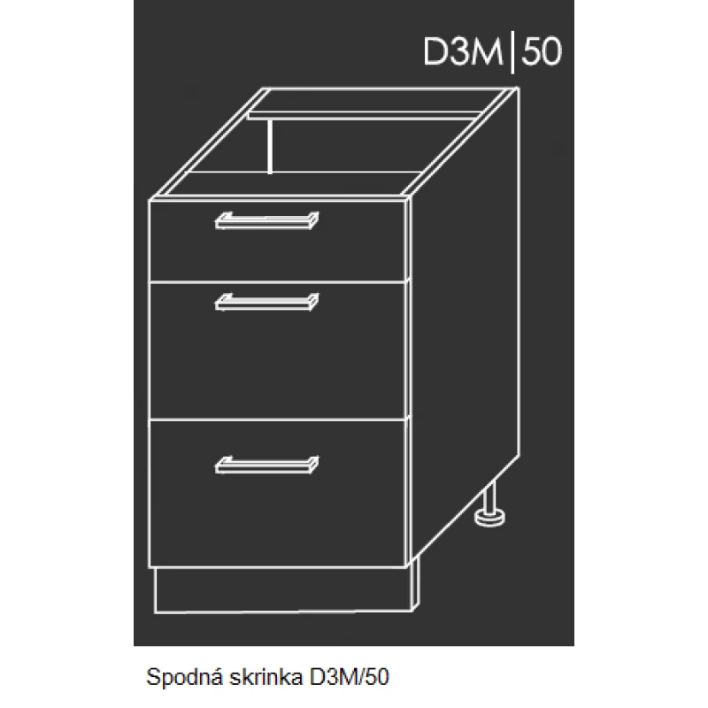 ArtExt Kuchynská linka Brerra - mat Kuchyňa: Spodná skrinka D3M/50 / (ŠxVxH) 50 x 82 x 50 cm