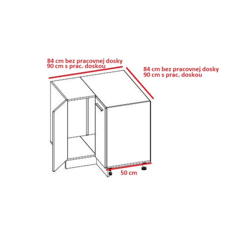 ArtExt Kuchynská linka Florence - mat Kuchyňa: Rohová spodná skrinka D12/90 / 84x82x84 cm