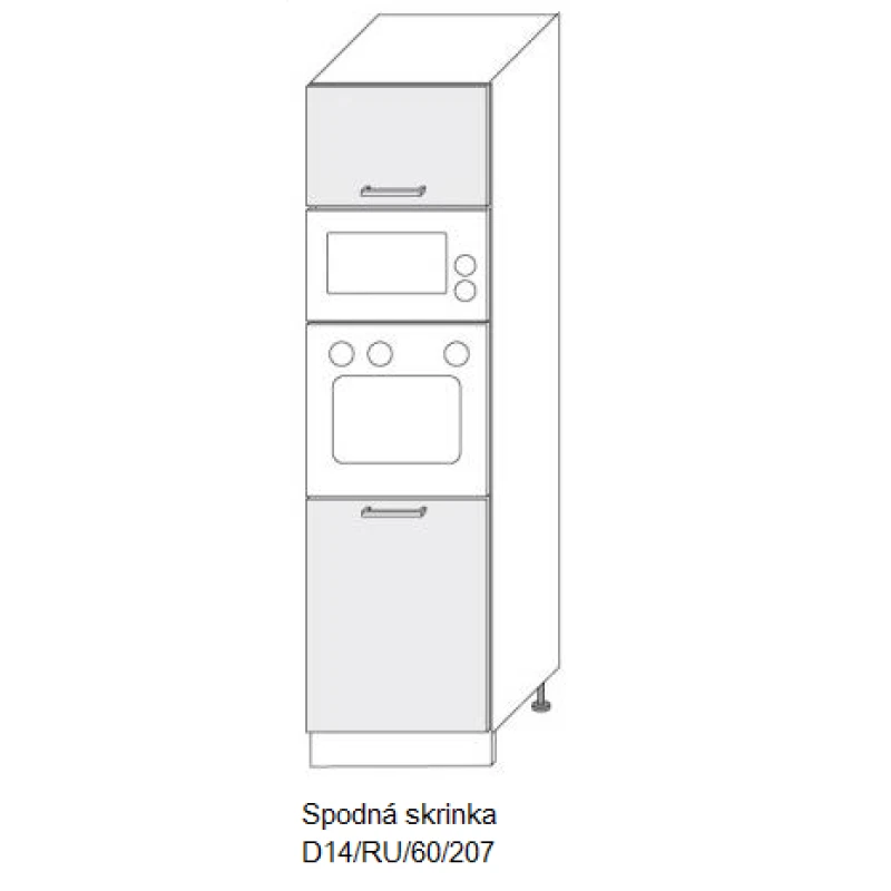 ArtExt Kuchynská linka Florence - mat Kuchyňa: Spodná skrinka D14/RU/60/207 / (ŠxVxH): 60 x 207 x 56,5 cm