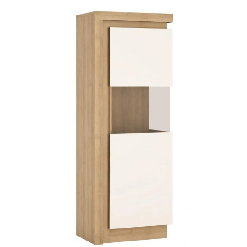 ArtExt Vitrína KALAS V01 Farba: dub riviera / biely lesk, Prevedenie: pravé