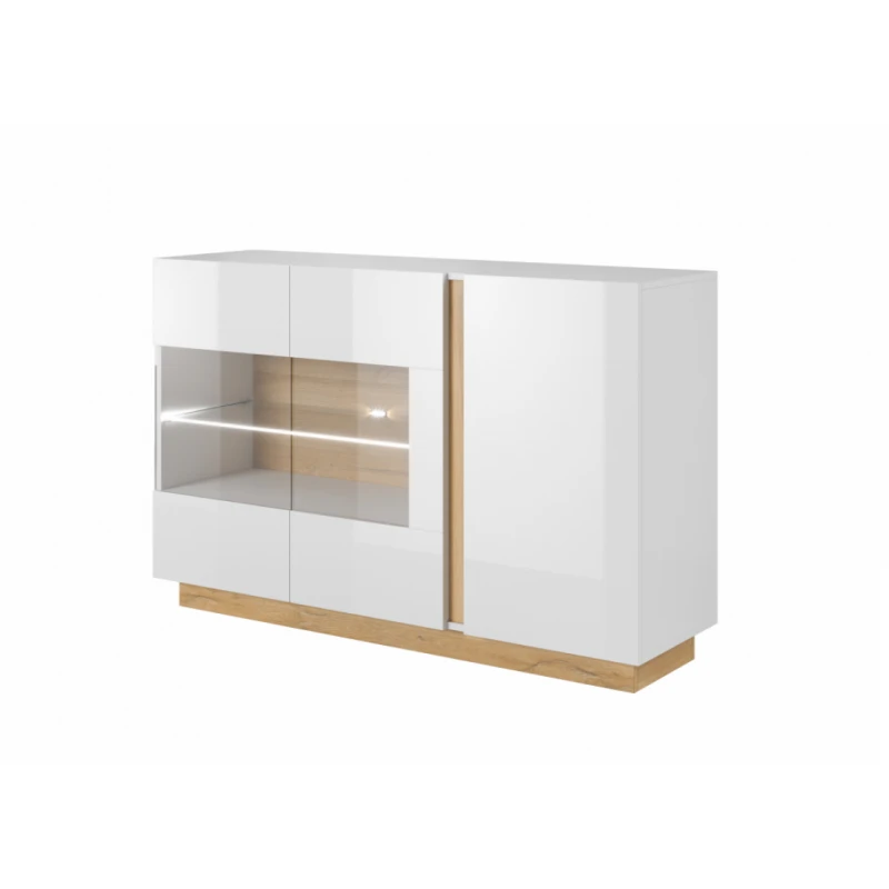 ArtLas Vitrína ARTENS 138 s LED | dub grandson/biely lesk