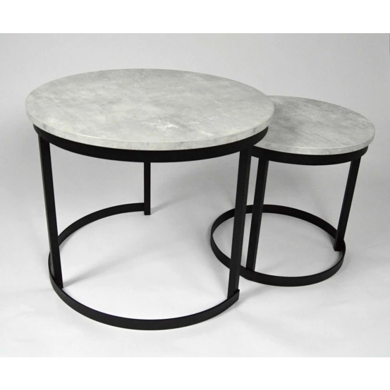 ArtSft Sada konferenčných stolíkov ANIA II | čierna podstava Farba: Betón