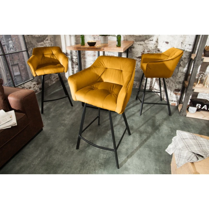 Barová stolička LADON Dekorhome Horčicová