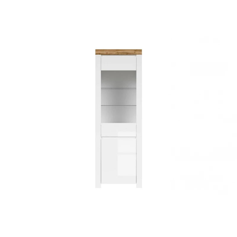 BLACK RED WHITE Holten REG1D1W vitrína biela / dub wotan / biely lesk