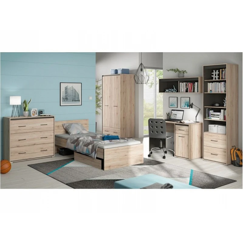 BLACK RED WHITE Ronse študenstká izba dub san remo svetlý / sivý wolfram