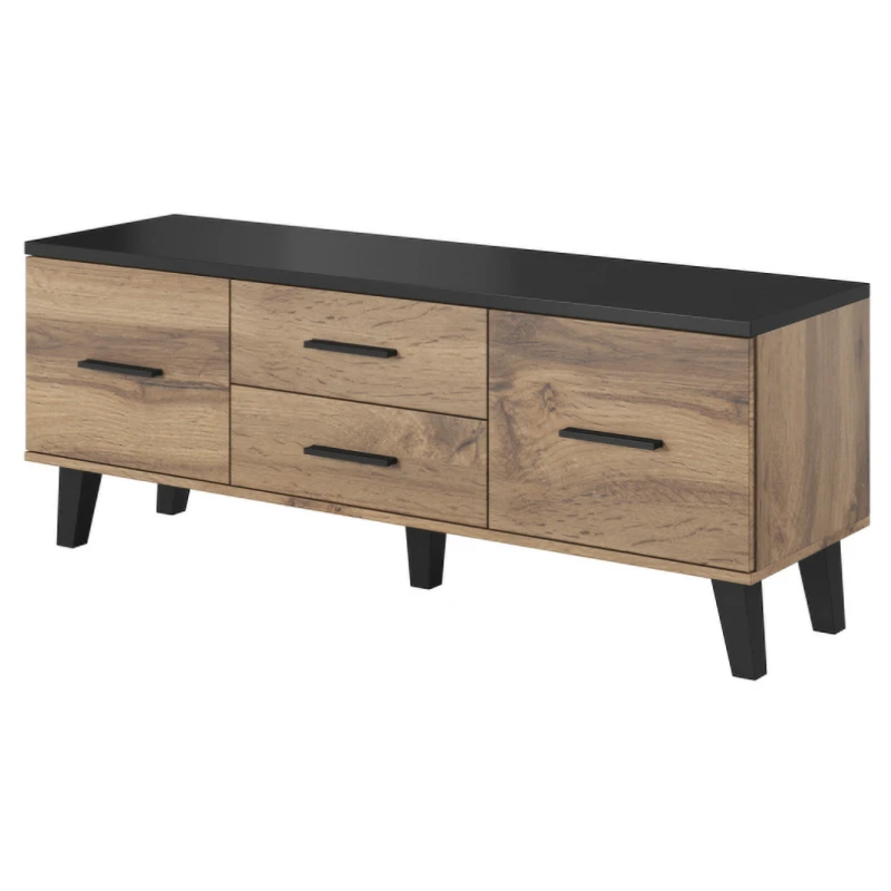 CAMA MEBLE Lotta 140 2D2S tv stolík dub wotan / čierna