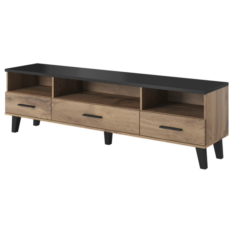 CAMA MEBLE Lotta 180 3S3K tv stolík dub wotan / čierna