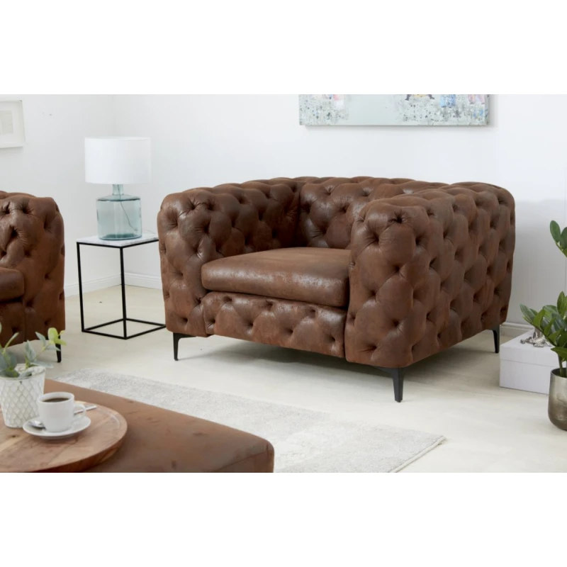 Chesterfield kreslo ZETHOS Dekorhome Hnedá