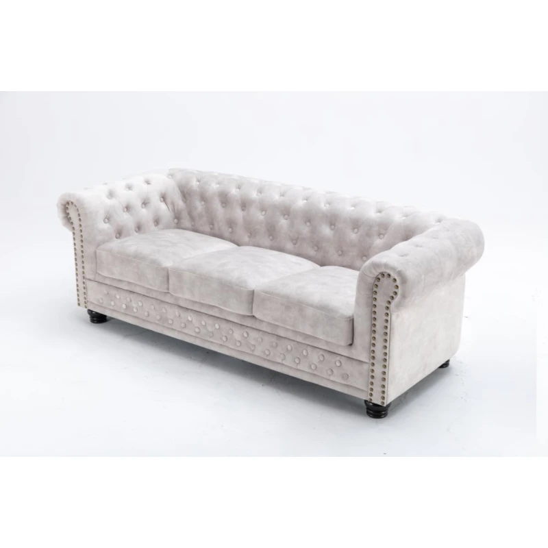 Chesterfield pohovka 3-miestna MIDAS Dekorhome Krémová