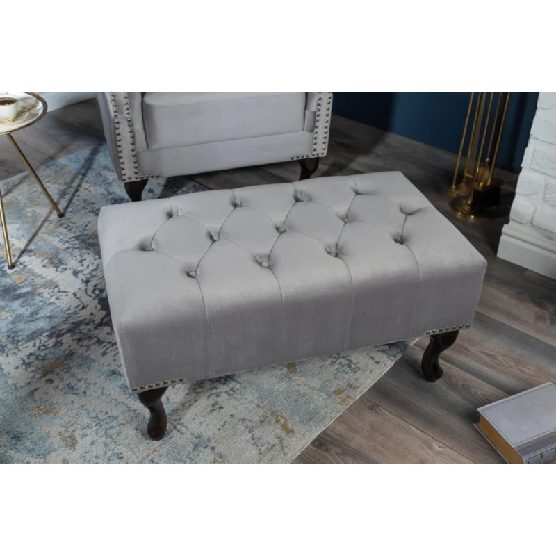 Chesterfield taburet MIDAS Dekorhome Svetlosivá