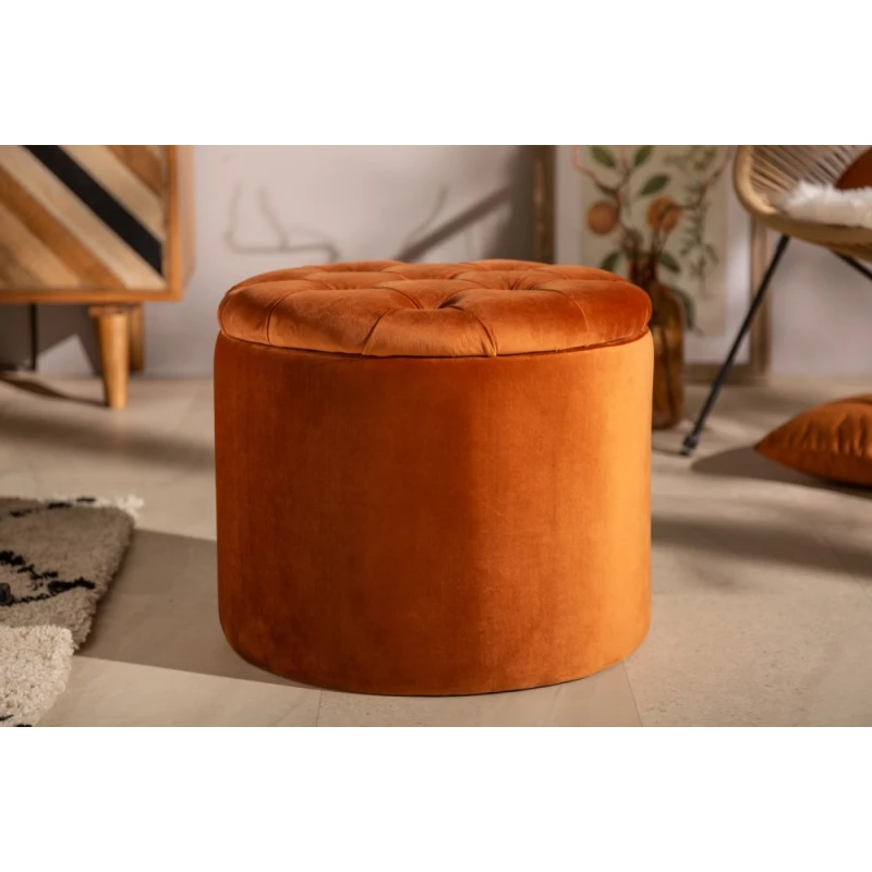 Chesterfield taburet ZETHOS Dekorhome Hrdzavá