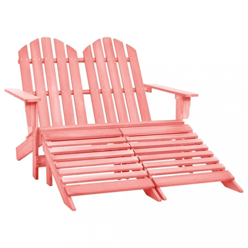 Dvojité záhradné kreslo s podnožkou Dekorhome Ružová