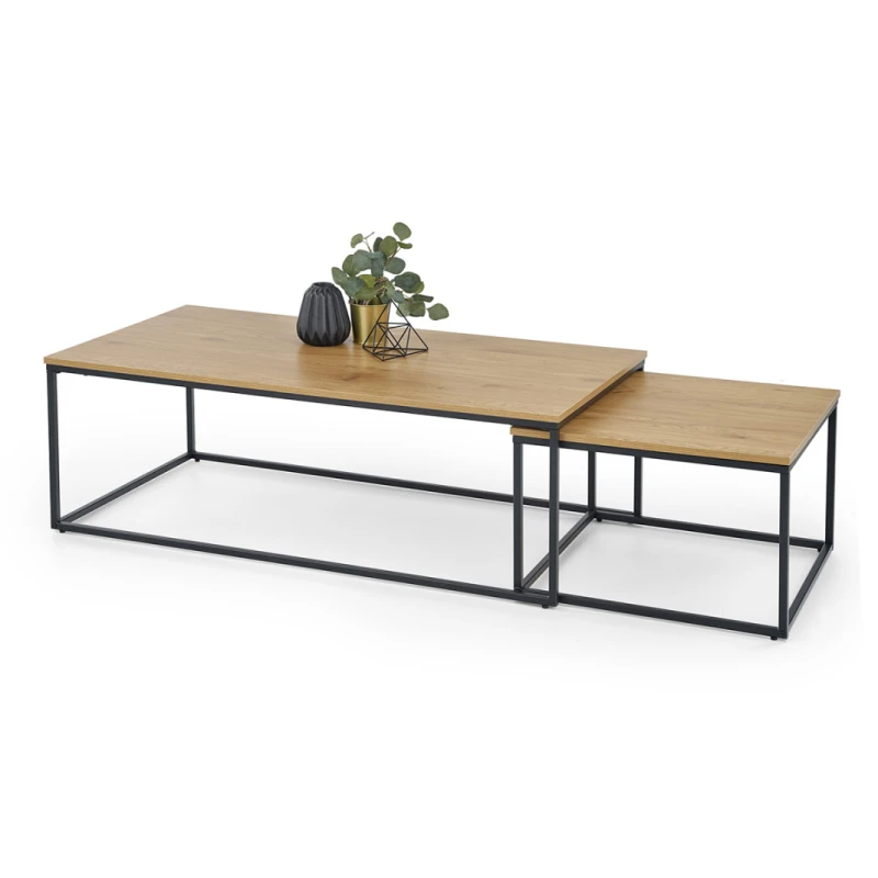 HALMAR Alaska konferenčný stolík (2 ks) dub zlatý / čierna