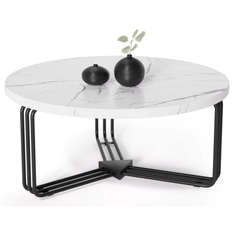 HALMAR Antica konferenčný stolík biely mramor / čierna