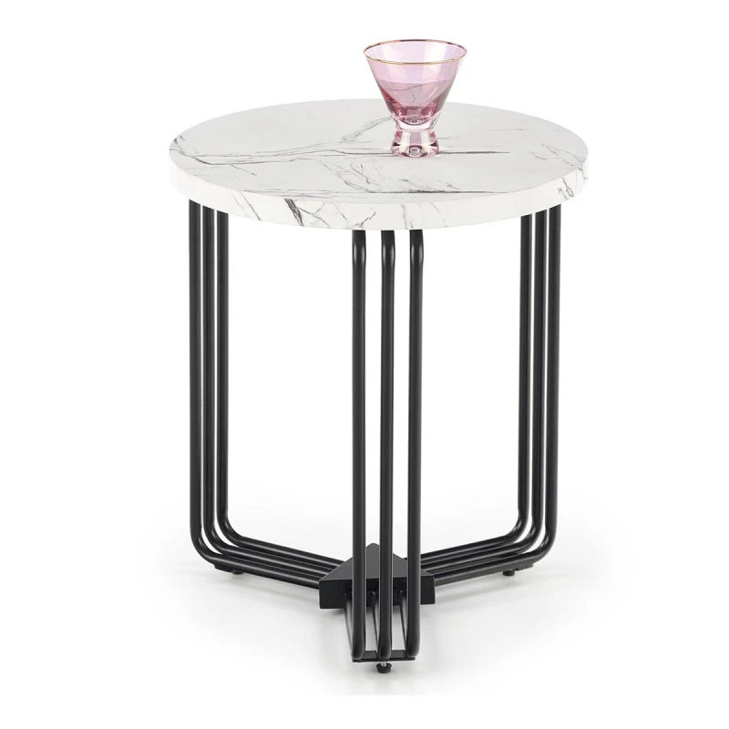 HALMAR Antica S konferenčný stolík biely mramor / čierna