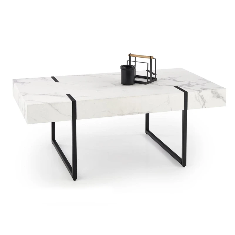 HALMAR Blanca konferenčný stolík biely mramor / čierna
