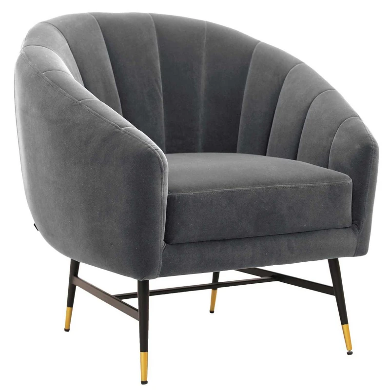 HALMAR Britney kreslo sivá / čierna / zlatá