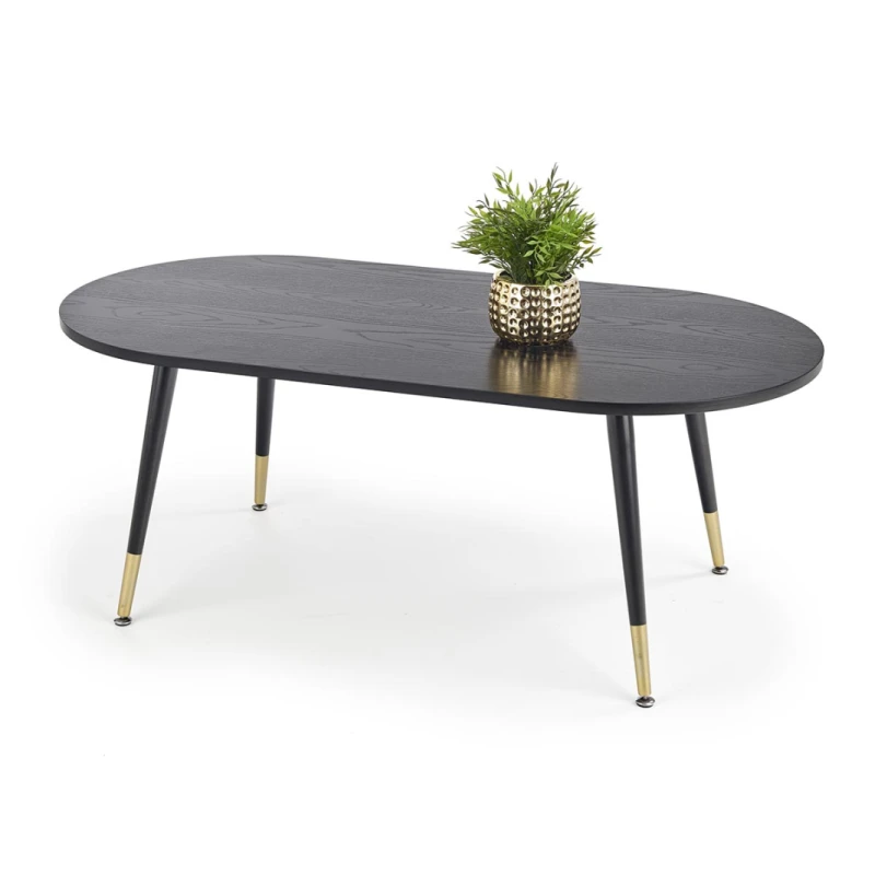 HALMAR Embosa oválny konferenčný stolík čierna / zlatá