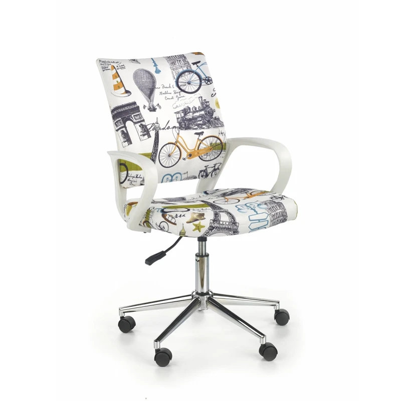 HALMAR Ibis detská stolička na kolieskach s podrúčkami biela / vzor Paríž