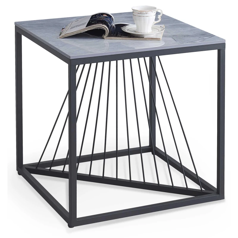 HALMAR Infinity 2 Kwadrat konferenčný stolík sivý mramor / čierna