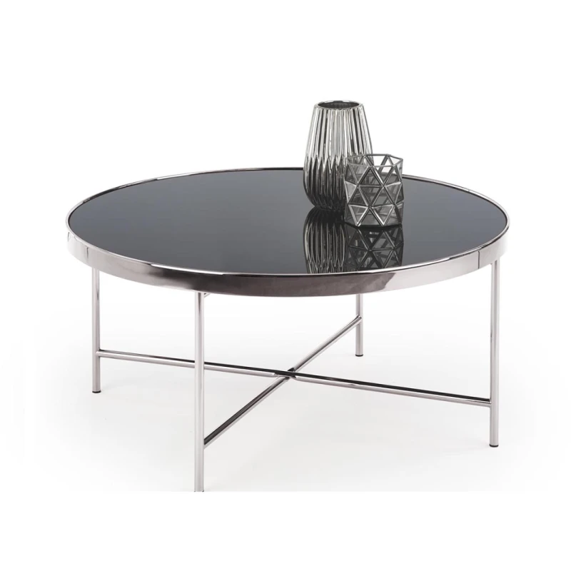 HALMAR Moria okrúhly konferenčný stolík čierna / chróm