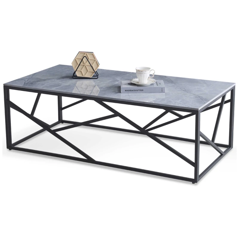 HALMAR Universe 2 konferenčný stolík sivý mramor / čierna