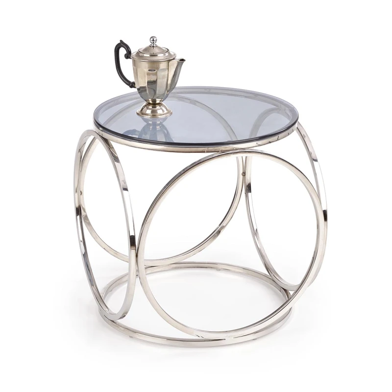 HALMAR Venus S okrúhly konferenčný stolík dymová / strieborná