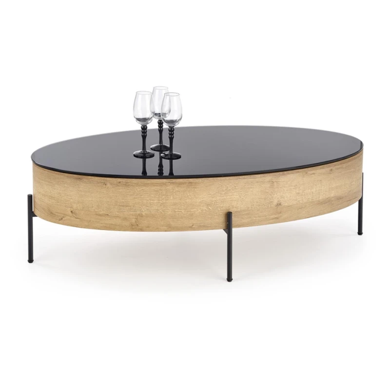 HALMAR Zenga oválny konferenčný stolík dub zlatý / čierna