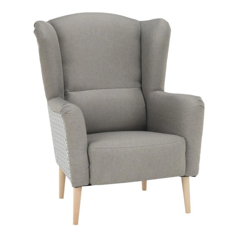 KONDELA Belek kreslo (ušiak) cappuccino / vzor / buk