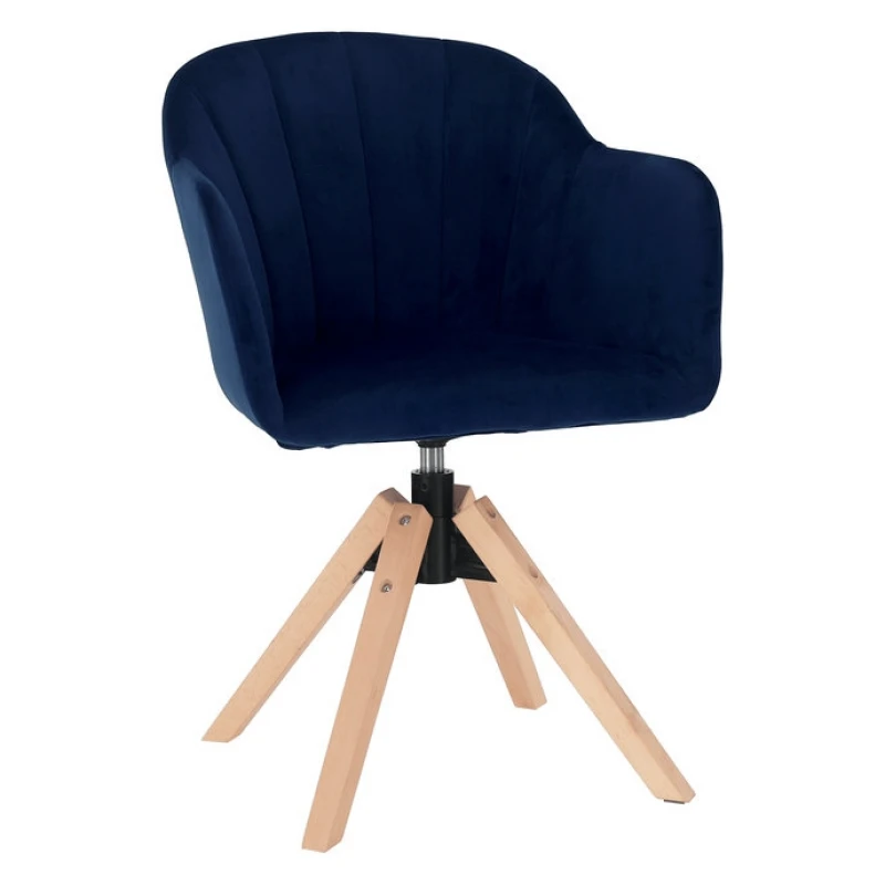 KONDELA Dalio dizajnové otočné kreslo tmavomodrá / buk