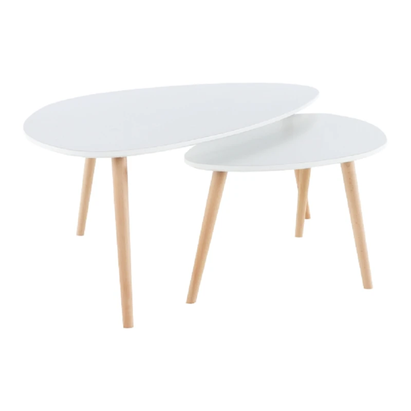 KONDELA Folko New konferenčný stolík (2 ks) biela / buk