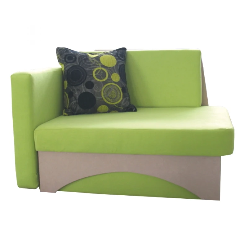 KONDELA Kuboš L rozkladacie kreslo s úložným priestorom zelená / béžová