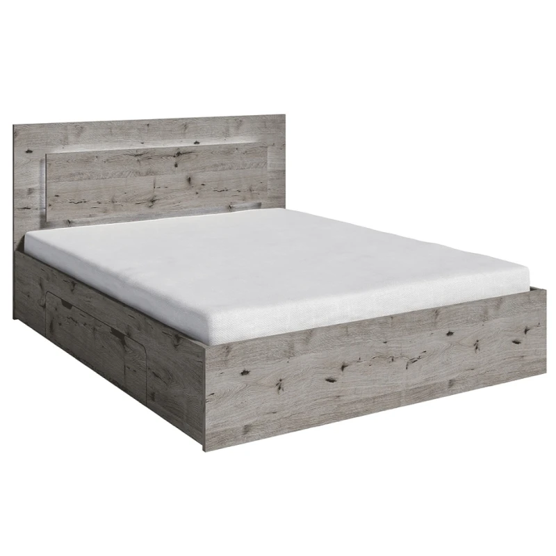 KONDELA Togos manželská posteľ s led osvetlením 160x200 cm dub welington
