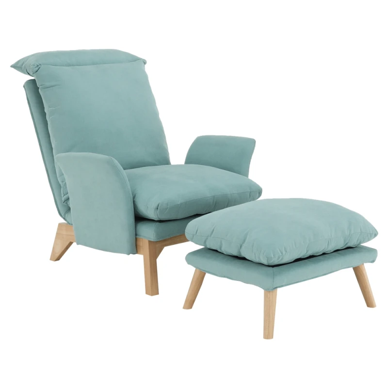 KONDELA Zander kreslo s podnožkou mentolová / prírodná