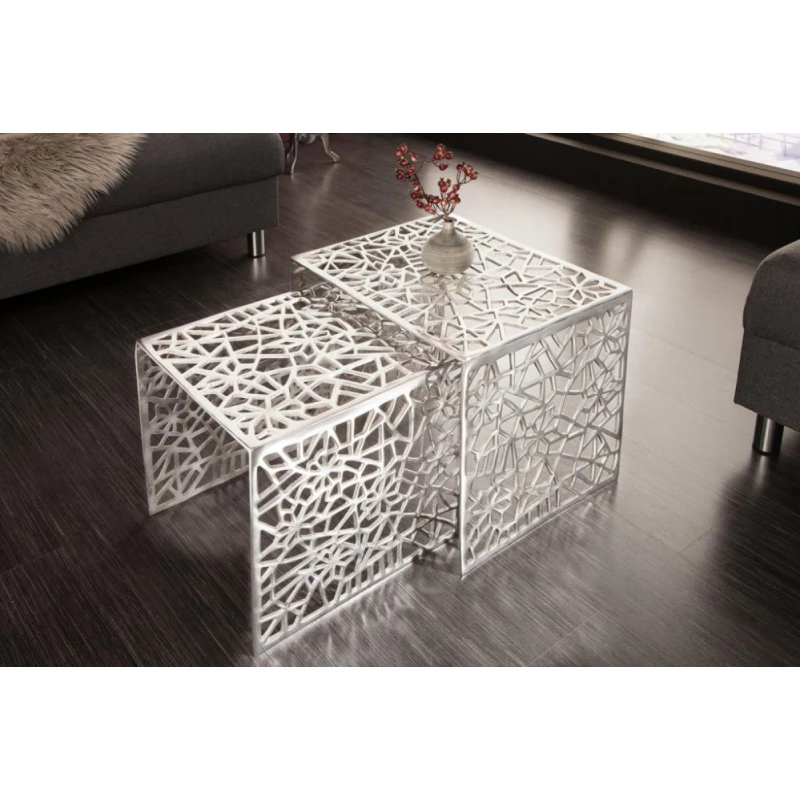 Konferenčný stolík 2 ks ARIADNA Dekorhome Strieborná