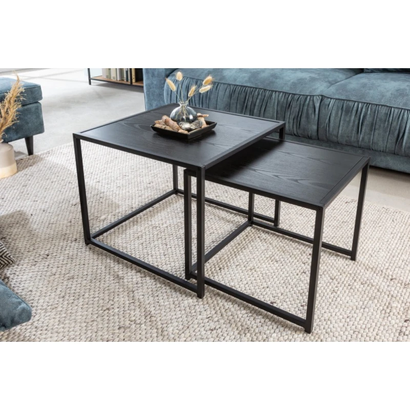 Konferenčný stolík 2 ks ATALANTA Dekorhome Čierna