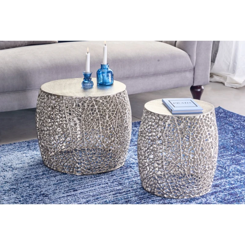 Konferenčný stolík 2 ks ESUS Dekorhome Strieborná