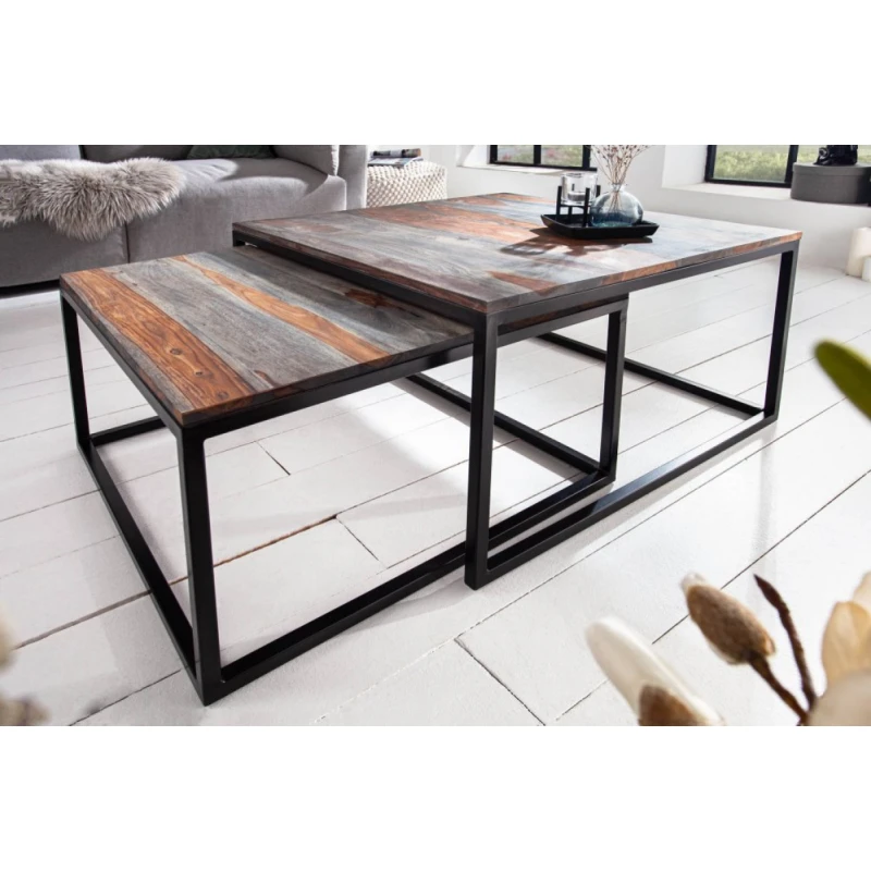 Konferenčný stolík 2 ks GAIA Dekorhome Sheesham smoke