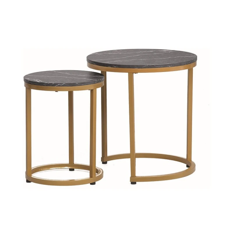 Konferenčný stolík 2 ks HOLA Signal Čierna / zlatá